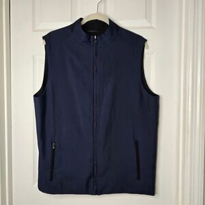 Men's Navy Black reversable zip front vest pockets M